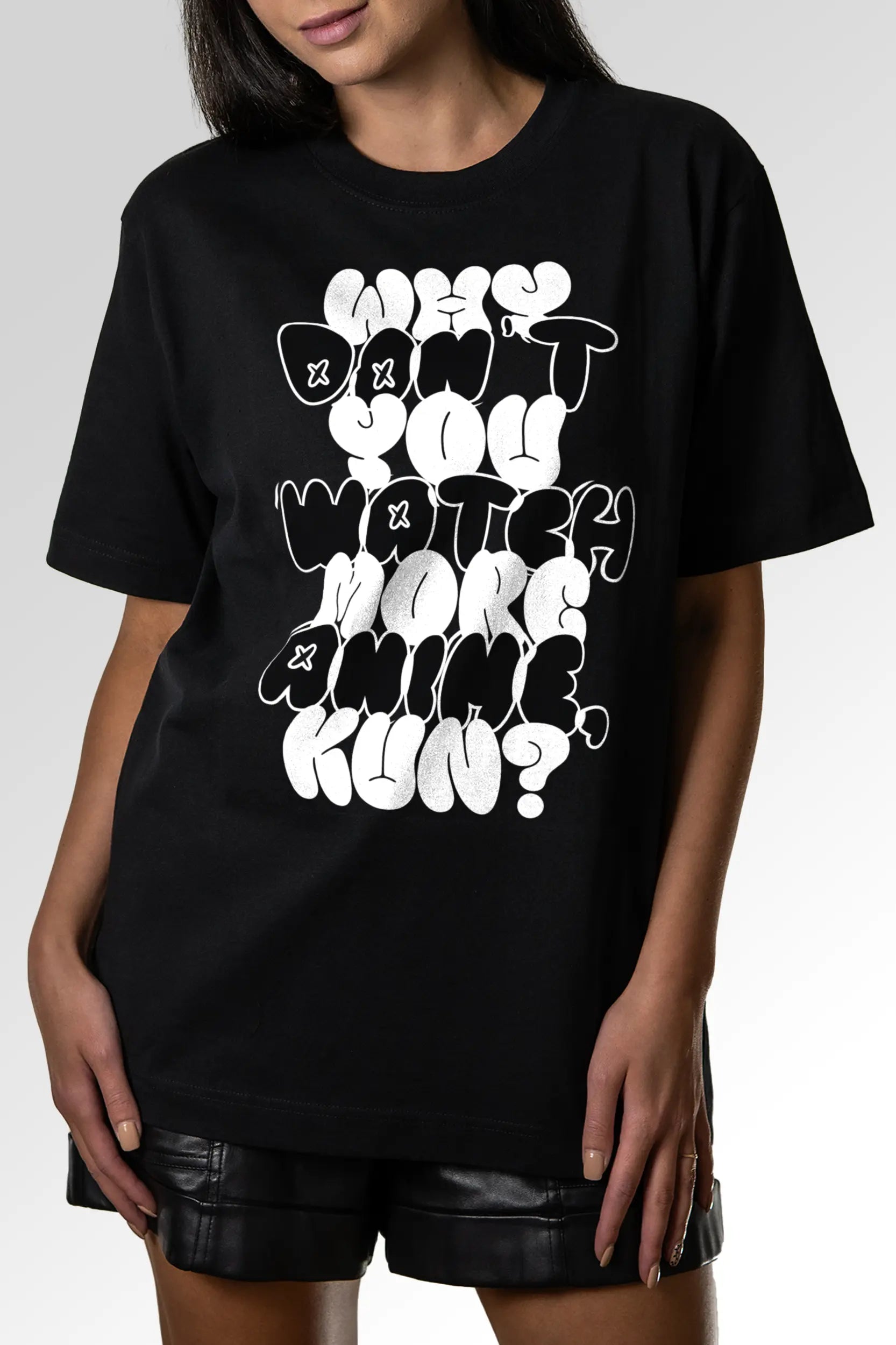 Vorschau des Organic Unisex T-Shirts von Maondo mit dem Design Anime Kun in der Farbe Black